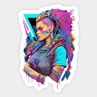 Neon Cyberpunk Viking - V1.15 Sticker